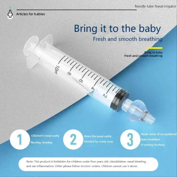 2pcs 10ML Baby Rhinitis Nasal Washer Baby Nose Clean Needle Tube Infant Care Nasal Aspirator Cleaner