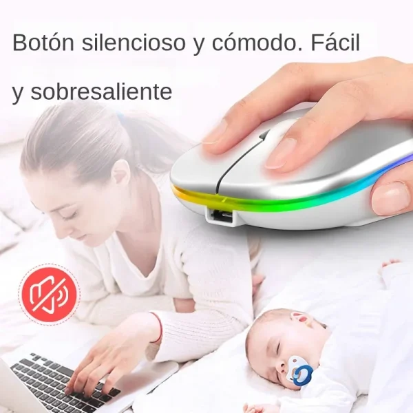 Wireless Bluetooth 5.2 Luminous Mouse USB Charging 2.4GHz Wireless Mouse 1600DPI Portable Gaming Mouse for Tablet Phone Computer