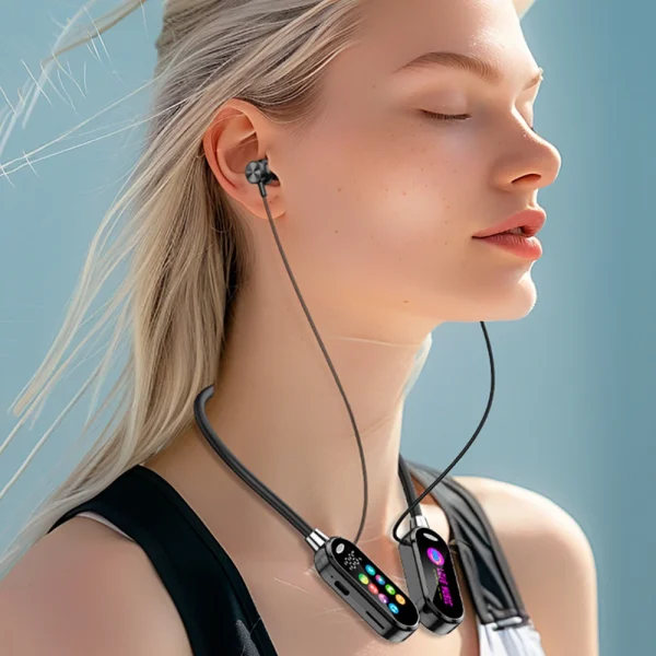 Color Screen Bluetooth 5.4 Earphones Neckband Headphones Wireless Headsets HiFi Stereo Noise Reduction Earbuds for Live Xiaomi
