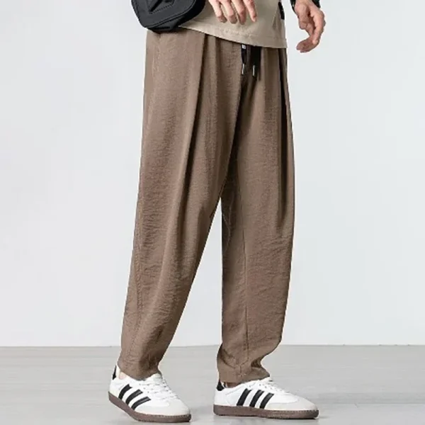 Summer Men's Ice Silk Pants Breathable Joggers Streetwear Cotton Linen Sweatpants Casual Pants Hawaiian Vacation Loose Trousers