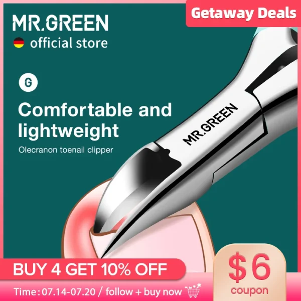 MR.GREEN ingrown Nail Clippers Toenail Cutter Stainless Steel Pedicure Tools Thick Toe Nail Correction Deep Into Nail Grooves