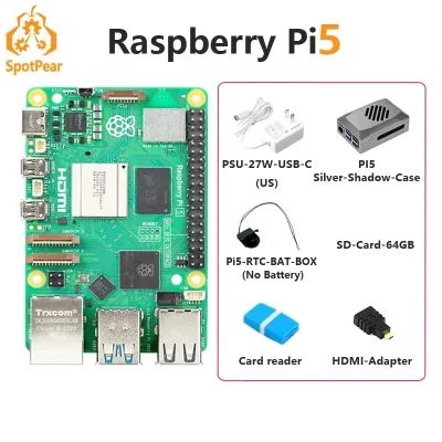 Raspberry Pi5 8GB / 16GB / 4GB / 2GB RAM Official Original Pi5 Model PD Power Supply Active Cooler Fan Heatsink Option