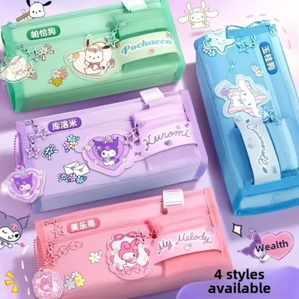 Sanrio Series Pencil Case Kuromi Cartoon Animation Good-Looking Large Capacity Children Pencil Storage Stationery Box Wholesale