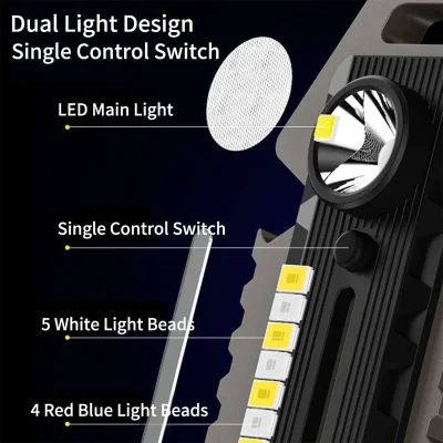 Cob Mini Flashlight Keychain Light, 500 Lumens Bright Rechargeable Small Multi-Function Work Pocket Light for Camping