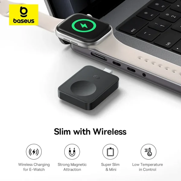 Baseus Mini Magnetic Wireless Charger For E-Watch 2.5W For Apple Watch S1-S10 Series SE Series Ultra Series