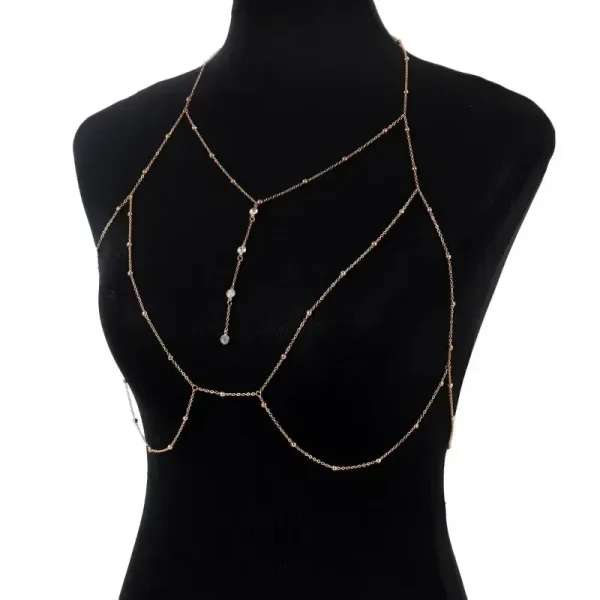 Summer Sexy Chest Chain Bra Bikini Metal Body Chain Jewelry for Women Beach Harness Crystal Body Chain Decoration Jewelry