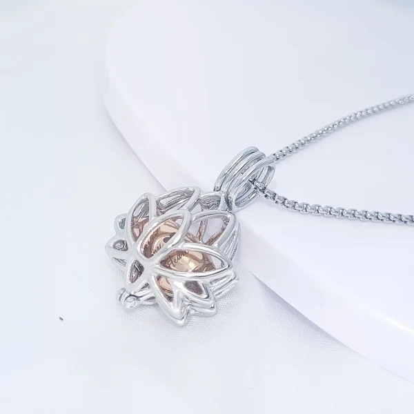 Stainless Steel Lotus Cremation Urn Pendant Jewelry Ash Memorial Keepsake Accessories Necklace Gold/Silver Color