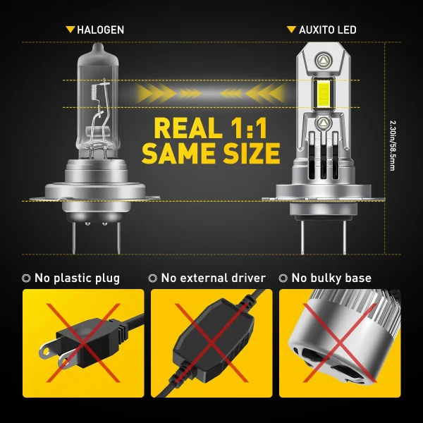 AUXITO 2Pcs Turbo H7 LED Canbus No Error Headlight Bulbs with Fan 100W High Power H7 LED Car Head Light Lamp CSP Chip 20000LM