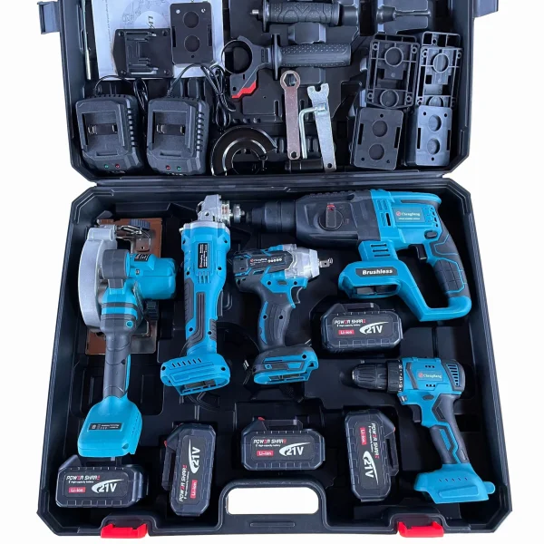 Wholesale Power Tool Kit Battery Cordless Hammer Impact Drill Electric Wrench Brushless Drill Tools Combo Repair Protective Case