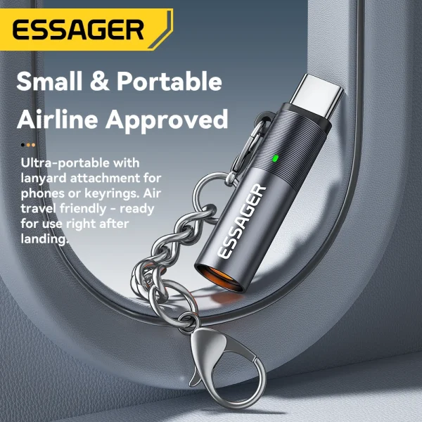 Essager USB-C Mini Lighter Tungsten Wire Blow-to-Ignite Safety for Air Travel No Flame Auto Shut-Off Typec Cigarette Lighter