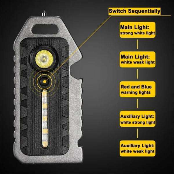 Cob Mini Flashlight Keychain Light, 500 Lumens Bright Rechargeable Small Multi-Function Work Pocket Light for Camping