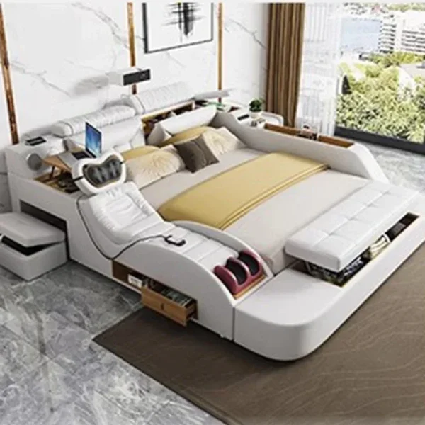 Korean Modern Luxury Bed European Nature Luxury Bedroom Human Bed Design Multifunctional Bedroom Camas King Size Home Furniture