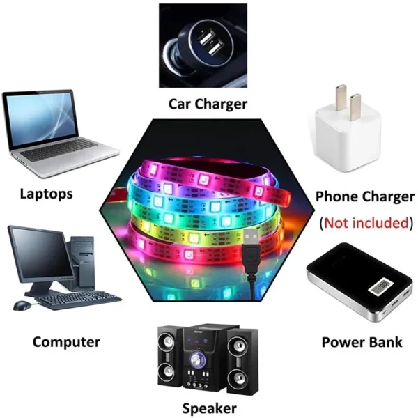 WS2812B LED Strip Bluetooth Music USB Controller Kit Individually Addressable Smart RGB LED Tape 30/60/74/96/144Leds/m DC5V