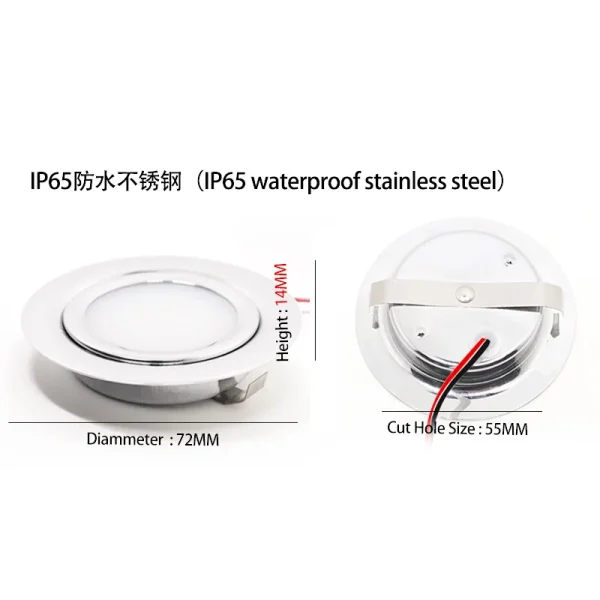 LED 12V downlight IP65 waterproof Camping car bathroom ceiling ultra-thin 24V cabinet light embedded 3W Showcase mini spotlight