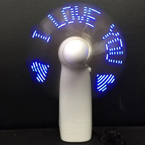 Small Electric Fan With Flashing Words Mini Portable Toy Rechargeable Support Student Fan Light Led Battery Handheld Coolin N0K7