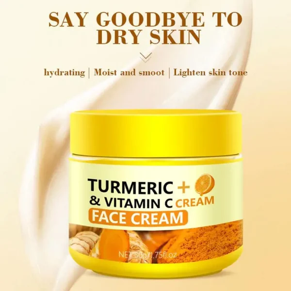 50g Turmeric VC Face Cream Turmeric Whitening Face Cream Wrinkle Removal Lighten Fine Lines Facial Moisturizing Lotion Face care