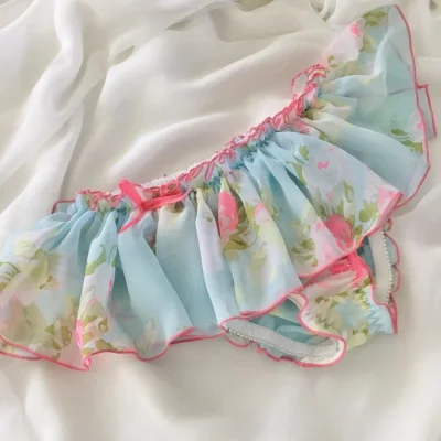 Man Soft Chiffon Ruffled Skirt Briefs Sissy Tulle Bow Underwear Couple Woman Sexy Underpants Cross-Dresser Intimates Panties