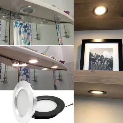 LED 12V downlight IP65 waterproof Camping car bathroom ceiling ultra-thin 24V cabinet light embedded 3W Showcase mini spotlight