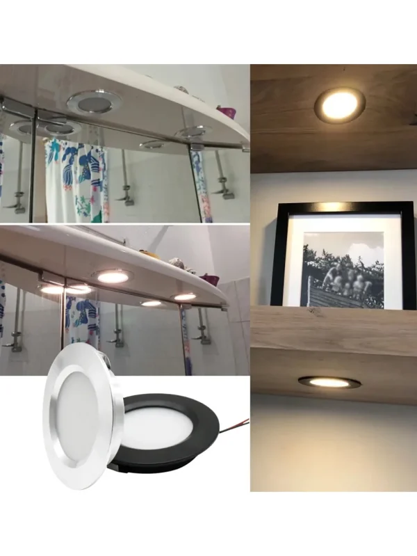 LED 12V downlight IP65 waterproof Camping car bathroom ceiling ultra-thin 24V cabinet light embedded 3W Showcase mini spotlight