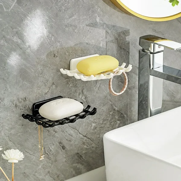 Soap Box Wall Mounted Drainage Shelf For Home Use No Punching High-end Bathroom New Soap Dish Rack Hooks For High-end Bathrooms
