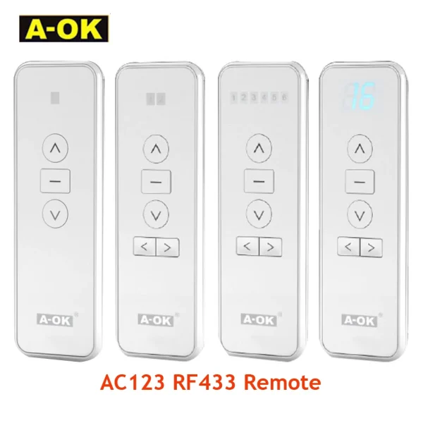 A-OK AC123 1/2/6/16-CH Remote Controller RF433Transmitter for A OK Electric Curtian Motor,Wireless Control Intelligent Home
