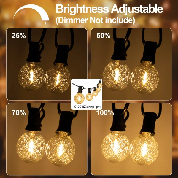 Retro LED Street Garland Waterproof G40 1W String Lights Ice Diamond E12 Amber Glass Outdoor Connectable Garden Decoration Bulbs