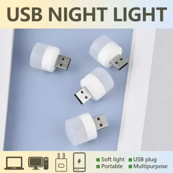 Multicolor USB Night Light Mini LED Night Light USB Plug Lamp Power Bank Charging USB Book Lights Small Round Reading Lamps