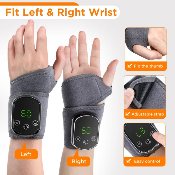 Electric Wrist Brace with Adjustable Hot Compress Vibration Massage Ankle Guard Band Carpal Tunnel Hand Foot Protection Tool