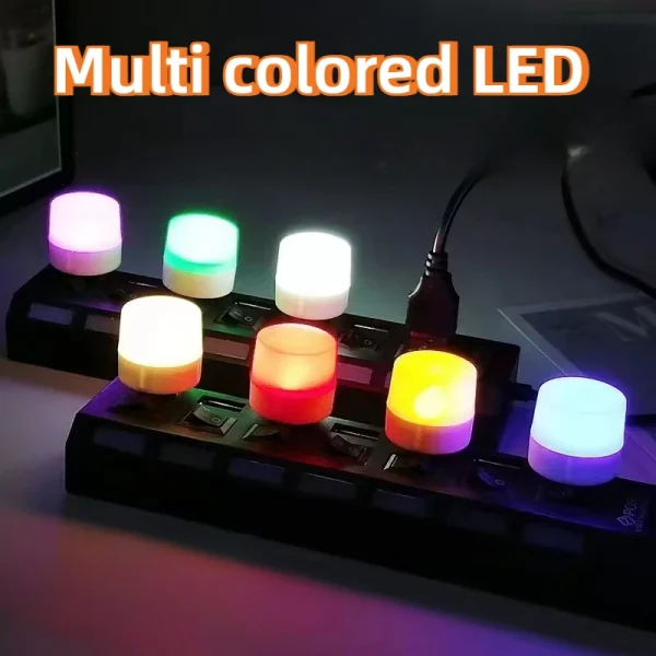 Multicolor USB Night Light Mini LED Night Light USB Plug Lamp Power Bank Charging USB Book Lights Small Round Reading Lamps