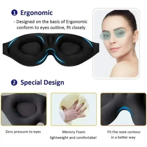 3D Sleeping Eye Mask Travel Rest Aid Eye Cover Patch Paded Soft Sleeping Mask Blindfold Eye Relax Massager