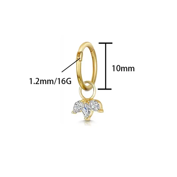 Tragus Daith Helix Lobe Ear Piercing for Women Heart Leaf Zircon Cartilage Piercing Earring Stainless Steel Fashion Jewelry Gift