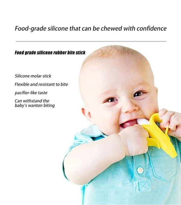 Boxed Children's Banana Teether Molar Sticks Bites Food Grade Silicone Fruit Teether Baby Training Toothbrush Dropshipping
