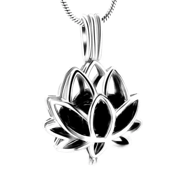 Stainless Steel Lotus Cremation Urn Pendant Jewelry Ash Memorial Keepsake Accessories Necklace Gold/Silver Color
