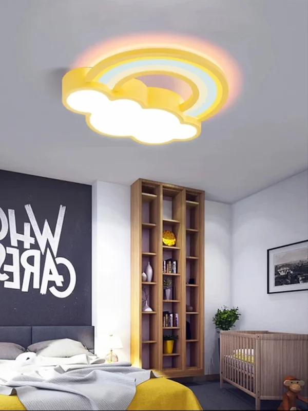 Children's Room Ceiling Lamp Cartoon Rainbow Clouds Simple And Warm Boys And Girls Bedroom Princess Room Light Fixtures
