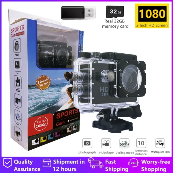 Underwater Waterproof Sports Camera Multifunctional Outdoor Riding Sports DV Skiing Diving Action Camera Video Camera For Helmet