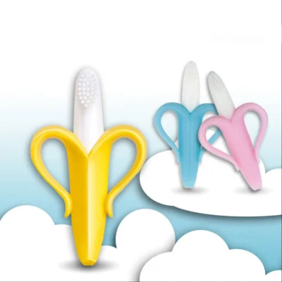 Boxed Children’s Banana Teether Molar Sticks Bites Food Grade Silicone Fruit Teether Baby Training Toothbrush Dropshipping