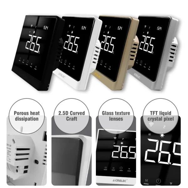 16A Electric Underfloor Heating Tuya Smart Thermostat Temperature Controller Switch with 3 Meter Cable Floor Sensor