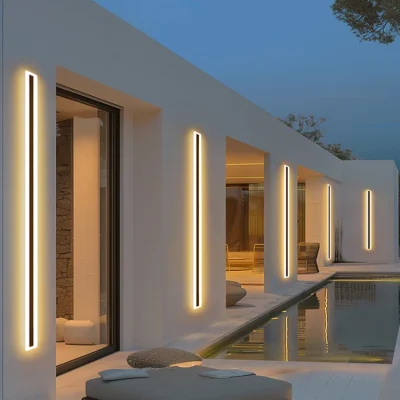 Outdoor Wall LED Lamp Modern Waterproof Long Strip IP65 Wall Lights Garden Fence Villa Balcony Home Decor Lighting Indoor Light