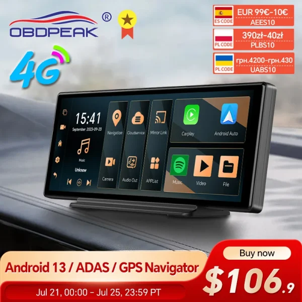 K50 4G+64G 10.26 4G Android 13 AI Screen GPS Navigation Carplay Android AUTO Dual Lens Dash Cam Rear View Mirror Video Recorder