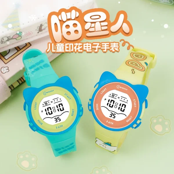 UTHAI 2024 Children Watch Girls Cute Cartoon Electronic Watches Waterproof Alarm Clock Multi Functional Boys Student Wristwatch