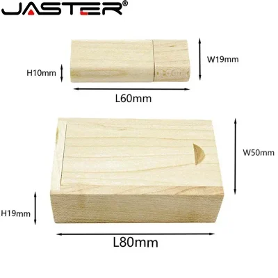 JASTER Free custom logo Wooden USB 2.0 flash drives Bamboo with Box Memory stick 16GB Pen drive 32GB 64GB Wedding gift USB stick