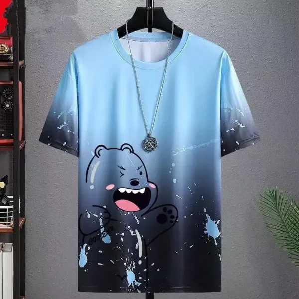 Fashionable Trendy Men's T-Shirt Letter Gradient Printed T-Shirts Casual Loose Short Sleeved Tees Oversized Men's Clothing Tops