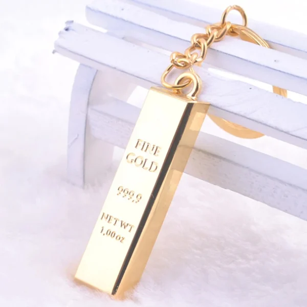 Creative Luxury Gold Bar Keychain Retro Mini Alloy Solid Color Rectangular Key Ring Bag Pendant Car Key Holder Jewelry Gift