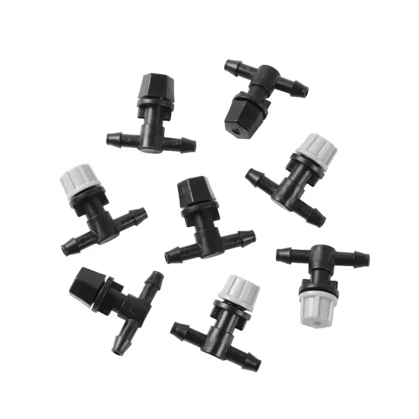 Adjustable Mist Nozzles With 4/7mm Hose Black Tee Joint Garden Irrigation Sprinklers Cooling Humidification Atomization Nozzles