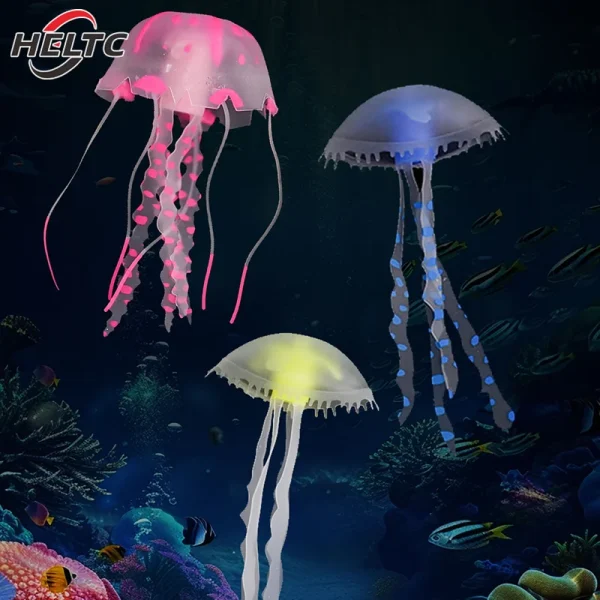 3Pcs Artificial Glowing Fluorescent Jellyfish Aquarium Decoration Fish Tank Underwater Plant Marine Aquatic Landscape Ornament