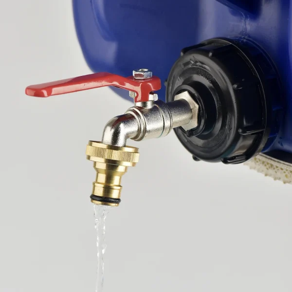 IBC Tank Tap Adapter S60*6 Coarse Thread to Brass/Alloy 16mm Quick Connect Replacement Valve Garden Home Valve Fitting Faucet