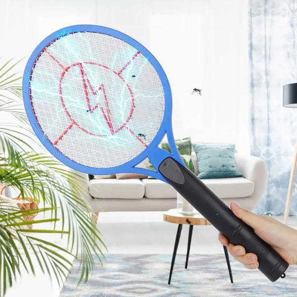 Electric Mosquitos Killer Fly Insect Bug Bat Handheld Mosquito Swatter Racket Three-layer Safe Pest Control Bedroom Tool