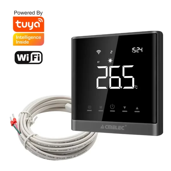 16A Electric Underfloor Heating Tuya Smart Thermostat Temperature Controller Switch with 3 Meter Cable Floor Sensor