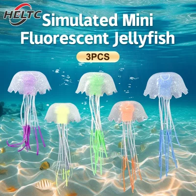 3Pcs Artificial Glowing Fluorescent Jellyfish Aquarium Decoration Fish Tank Underwater Plant Marine Aquatic Landscape Ornament