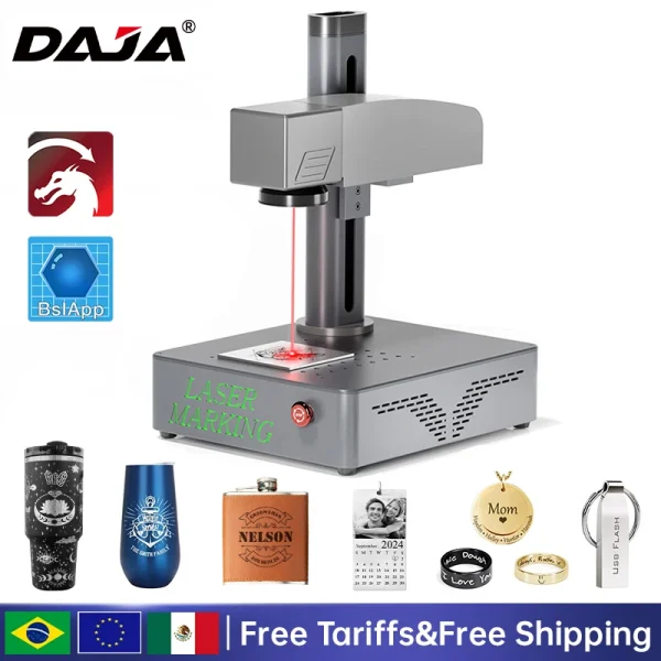 DAJA S4 Fiber Laser Marking Machine High Power Business Industrial Portable Engraver Engrave All Metal Jewelry Plastic Leather